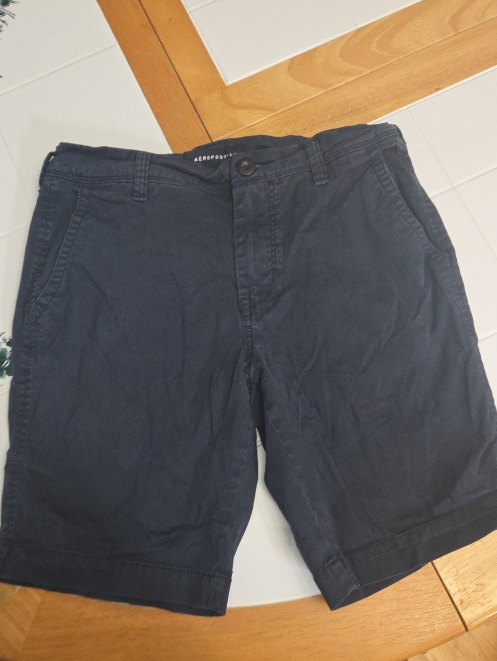 Aeropostale Men's Dark Navy Flat Front Chino Shorts